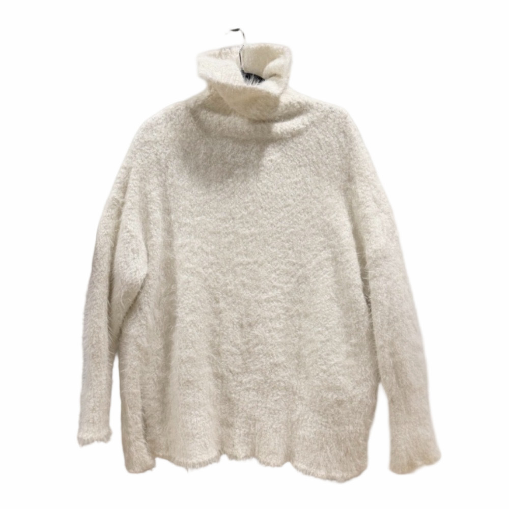 White Fuzzy Turtleneck Oversized Sweater Women's XL